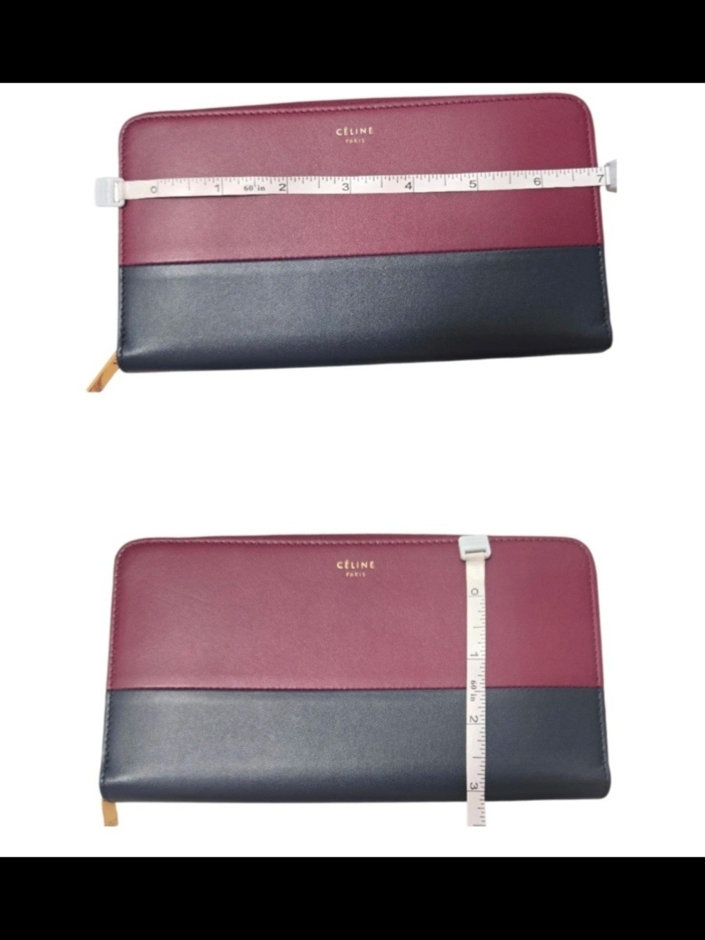 CÉLINE Paris Zip Wallet in Deep Bordeaux